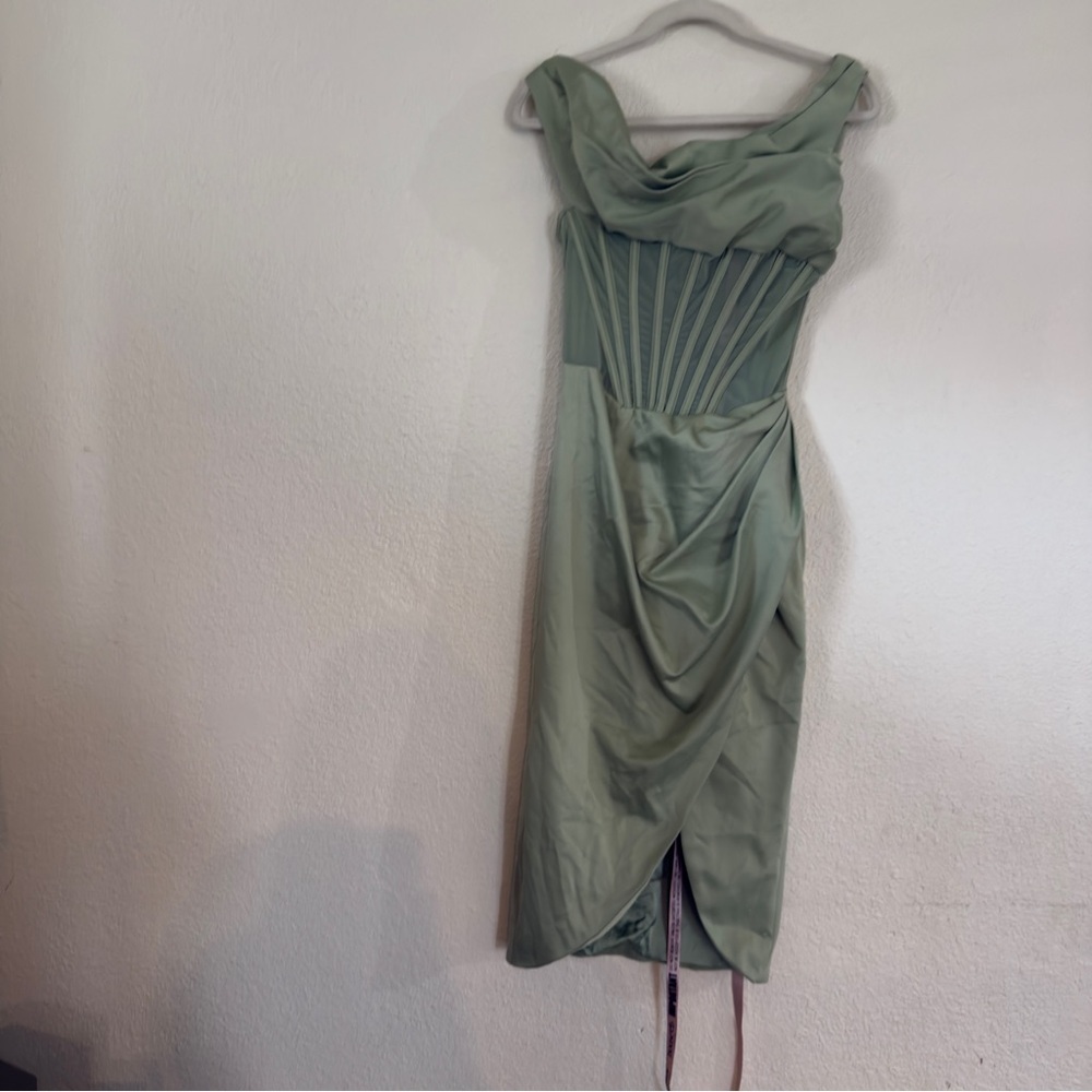 House of CB Lulu Corset On-Shoulder Satin Midi Dress size S - Picture 6 of 16